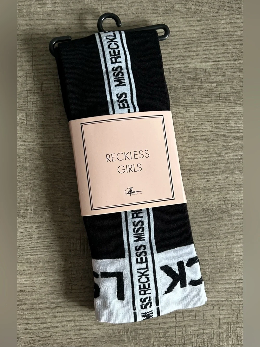 NWT Reckless Girls Miss Reckless Black & White Over-the-Knee Socks One Size